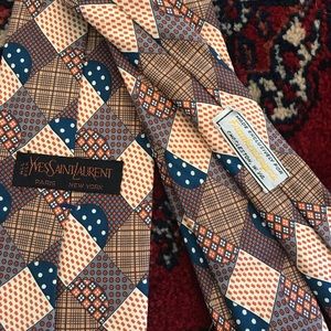 Vintage Yves Saint Laurent Funky Silk Tie Diamond